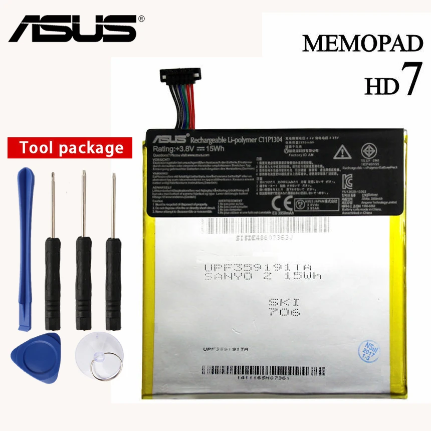 

Original ASUS High Capacity C11P1311 Battery For ASUS MeMO Pad HD 7 K00S ME175KG ME7510KG Dual SIM HD7 3910mAh