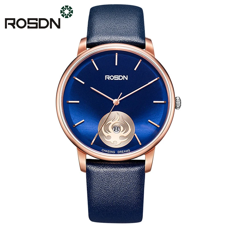 

Watches Men Luxury Original Brand ROSDN Sport Watches Men Fashion wristwatch Chronograph waterproof Male leather Quartz watch