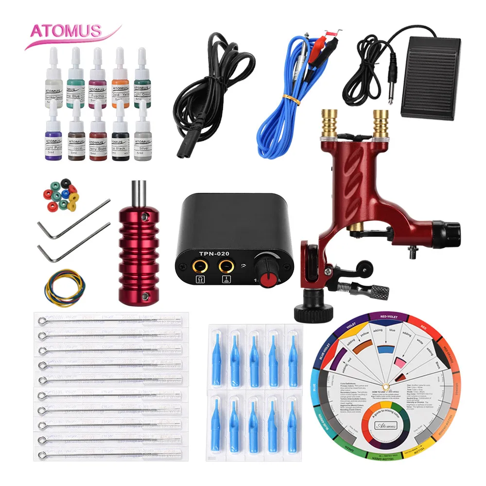 

ATOMUS Complete Motor Gun Supply Professional Liner Shader Professional Set Permanent Makeup Quit De Tattoo Kit Tatoo Set Up