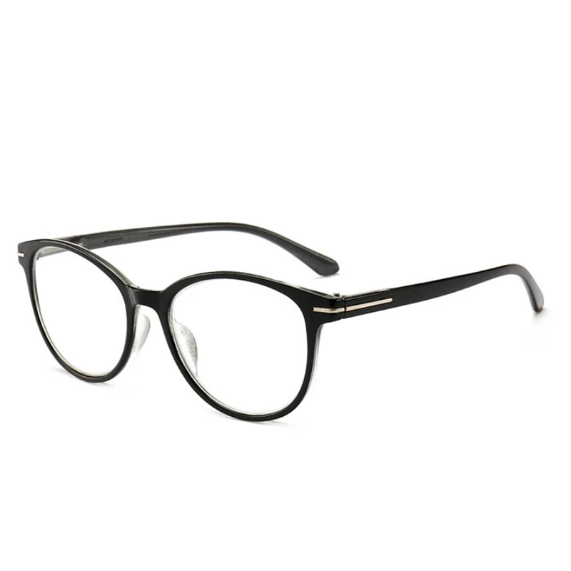 Женские весенние круглые очки для чтения, мужские HD линзы из смолы, сверхлегкие прочные очки высокого качества для дальнозоркости A8146 - Цвет оправы: Black