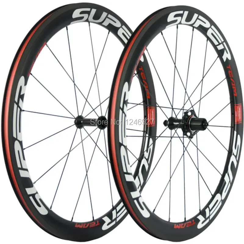 

Superteam Clincher Carbon Wheels Road Bike 700C 50mm Carbon Wheelset 25mm Wide U Shape Carbon Bicycle Wheels