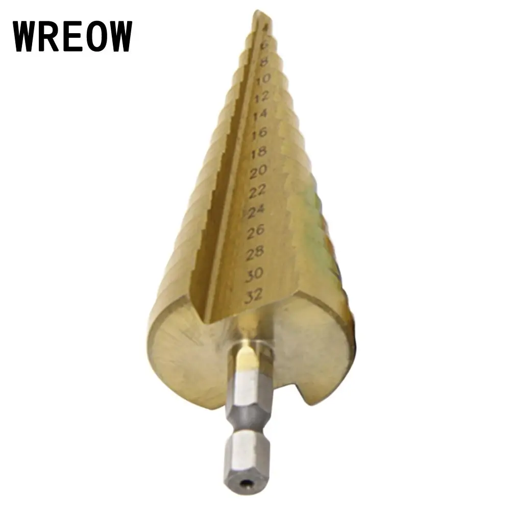 4 32mm HSS Step Cone Hole Saw Cutter Titanium Hex Shank Step Drill Bit
