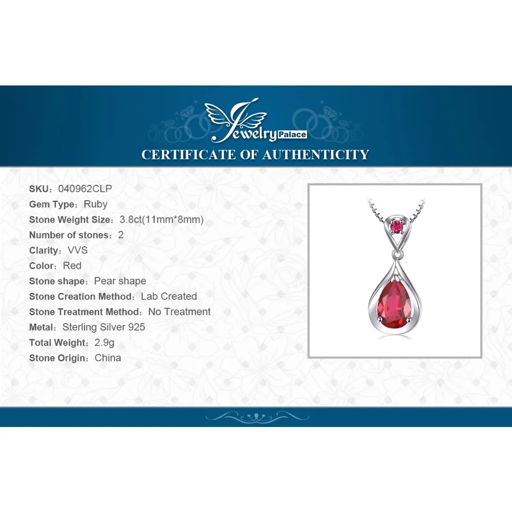 4ct Red Ruby Pendant 925 Sterling Silver For Women Fine Jewelry - 4ct red ruby pendant 925 sterling silver for women fine jewelry without a chain