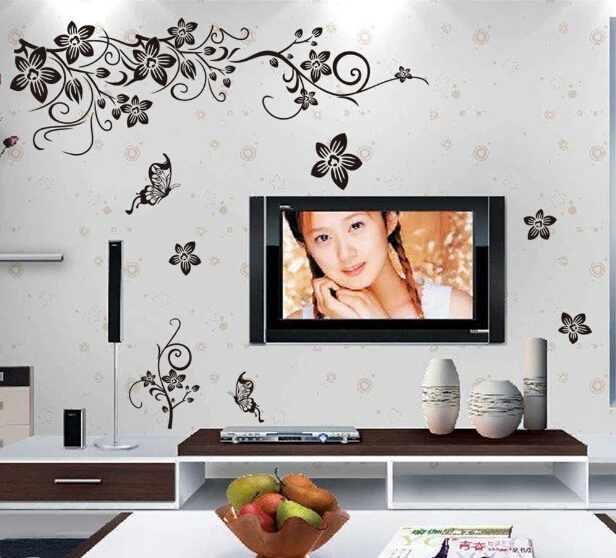 Hot sellings 130*80cm classical black flower wall art living room