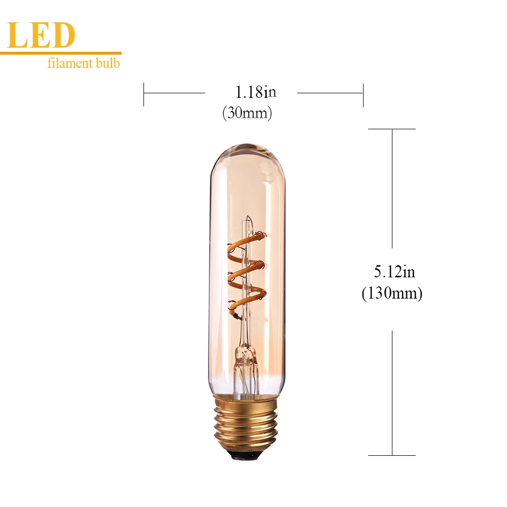 Lampadas E27 220V LED 조명 전구 T30 130MM 나선형 에디슨 레트로 빈티지 필라멘트 전구 방 장식에 대 한 유연한 디 밍이 가능한 Led 램프