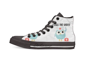 

Professions Owl Nurse I Call the Shots Casual High Top Canvas shoes sneakers Light Walking Shoes
