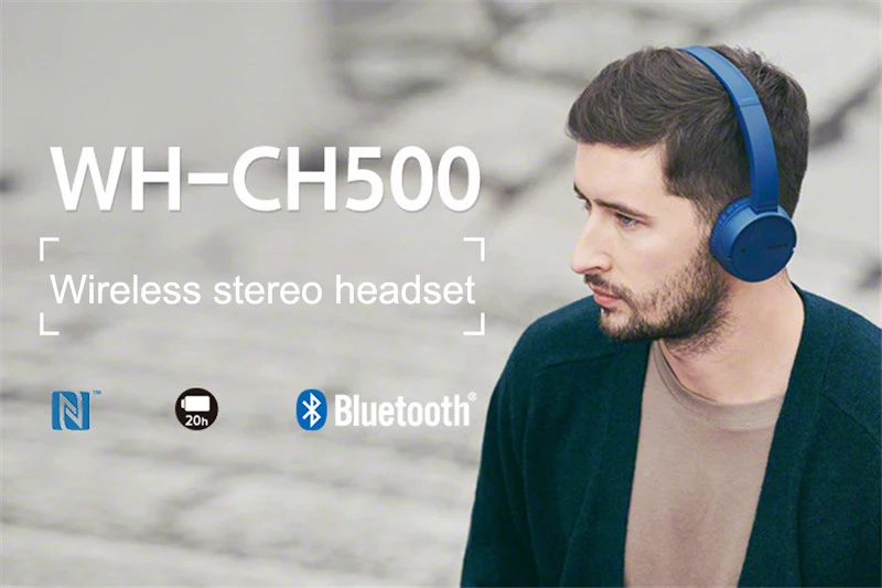 Sony повязка Bluetooth WH-CH500 гарнитура/беспроводные наушники литиевая батарея Micro USB для IPhone MP3 игровой компьютер