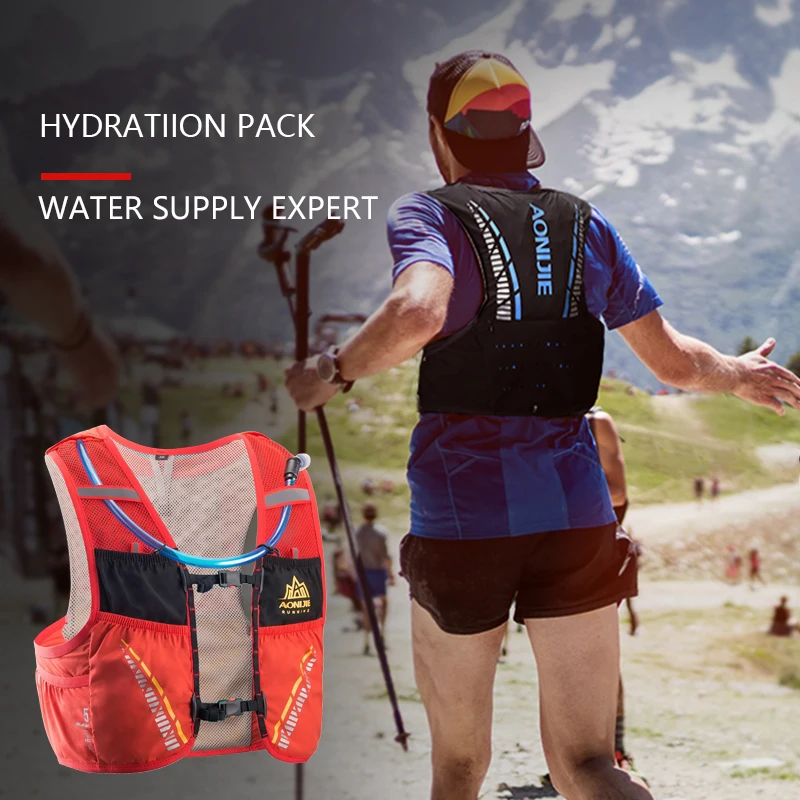 AONIJIE C933 Paquete de hidratación mochila chaleco arnés agua de la vejiga senderismo Camping corriendo maratón carrera escalando 5L - 6