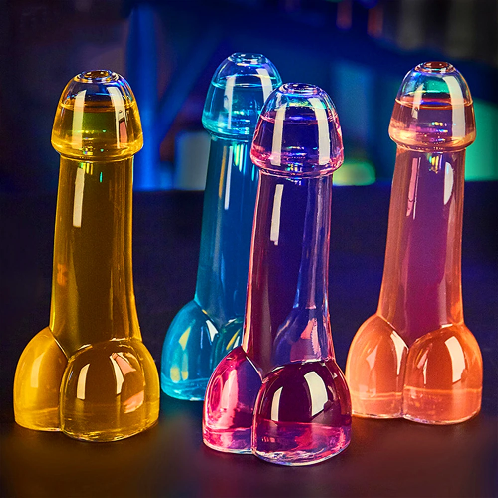 Glass Cup Dick Shot Glasses Pik Glas Cocktail Martini Mug Penis Willy Shaped Bottle Wine Portable Wineglass Beer Bachelor Party Cup Set