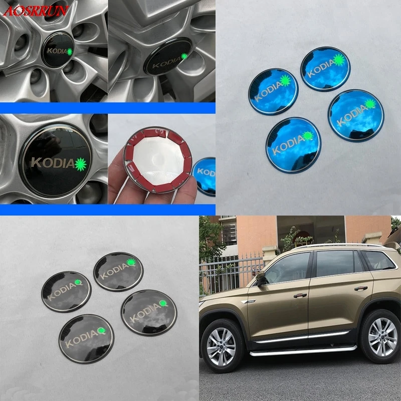 

Stainless steel Car Steering tire Wheel Center car sticker Hub Cap Emblem Badge Decals Symbol For Skoda Kodiaq 2016 2017 styling