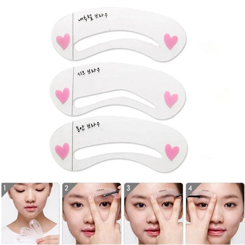 

10Sets=30Pcs/lot Grooming Shaping Template Eyebrow Stencils Drawing Card Brow Make-Up Stencil 3 Styles For Eyes DIY make up tool
