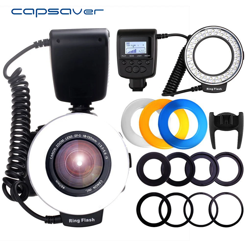 capsaver RF-550D Macro LED Ring Flash Light Speedlight Speedlite for Canon Nikon Sony Hotshoe Olympus Panasonic Pentax GN15