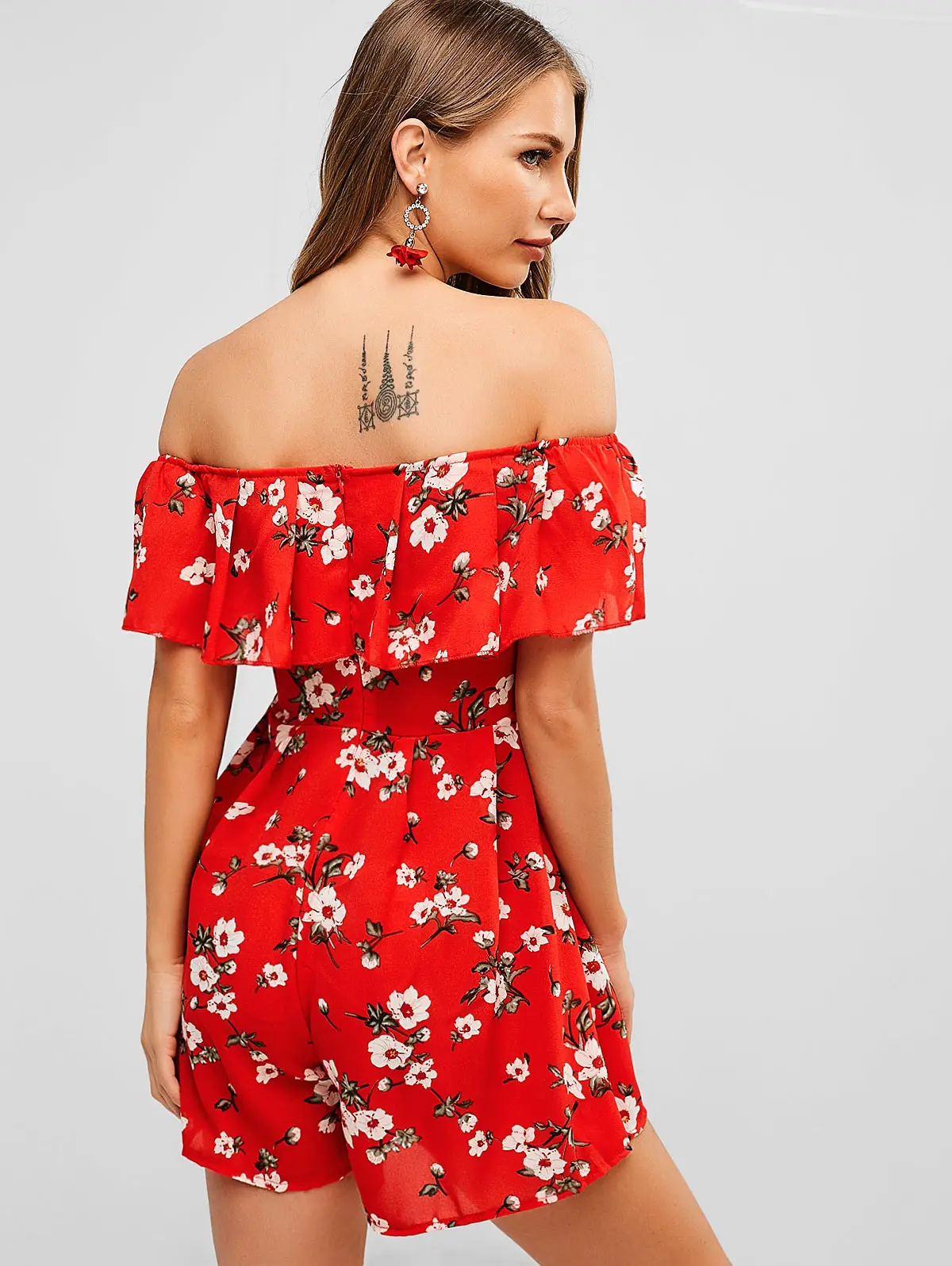 ZAFUL النساء Playsuits قبالة الكتف الأزهار انتفض رومبير قصيرة الأكمام الصيف داخلية الشارع الشهير الشاطئ عطلة الملابس