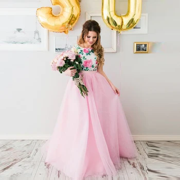 

Sweet Baby Pink Long Skirts High Quality Tulle Floor Length Five Layers Tulle Women Skirts Fashion Birthday Party Maxi Skirts