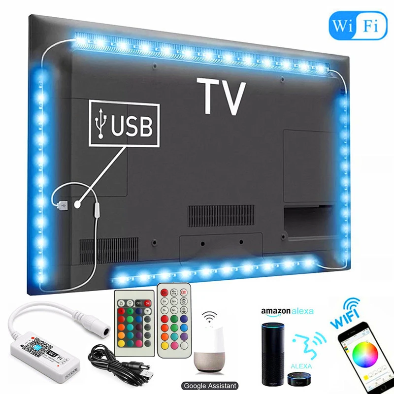 USB 5 в 5050 RGB подсветка для телевизора с 24/21 клавишами ИК/RF пульт дистанционного
