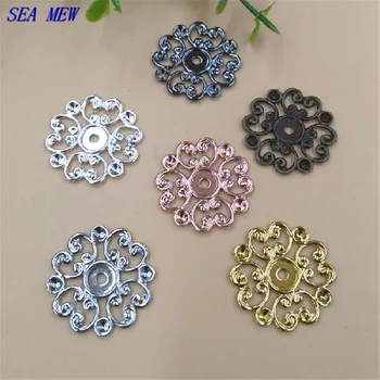 

SEA MEW 24mm Copper Flowers Hollow Out Filigree Wraps Connectors Charm DIY Jewelry Making Accessories
