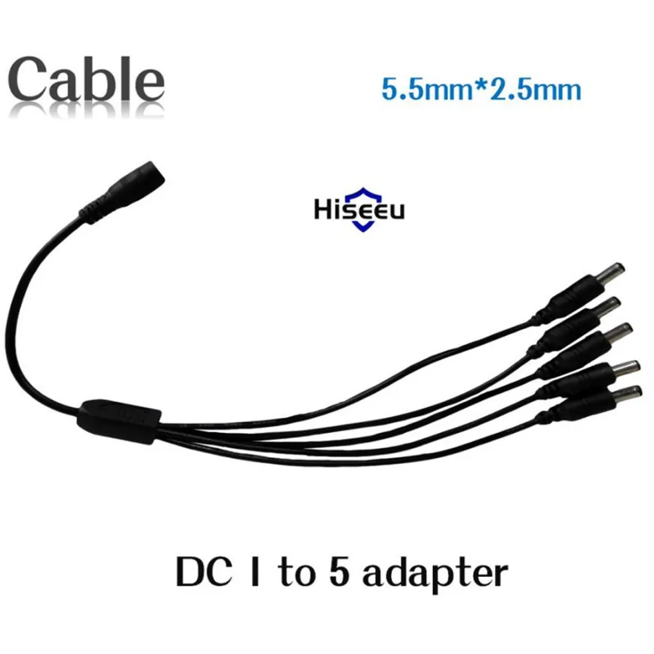 DC12V-C-1F-5M 12 В разделитель мощности постоянного тока кабель 1 мама до 5 2,1x5,5 мм двойной штекер для системы видеонаблюдения Hiseeu 29