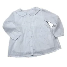 Y027 Новинка года на осень для маленьких девочек Блузки белого цвета в горошек с воротником в стиле «Питер Пэн» длинный рукав топ для девочек; Одежда для девочек; детская одежда