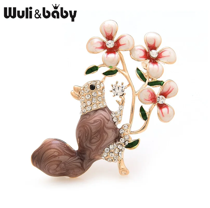 Эмалевая брошь Wuli&baby в форме белки забирающейся на дерево свадебная банкетная