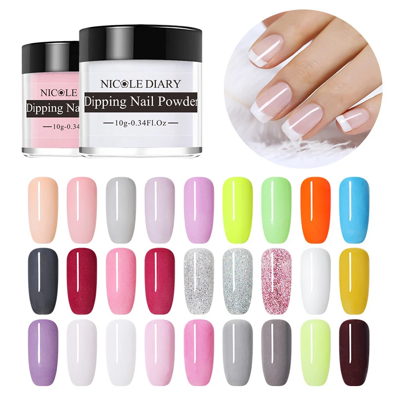 

NICOLE DIARY 10g Acrylic Dipping Dip Nail Powder Gradient French Tips Nail Art Decoration Nail Glitter without Lamp Cured Decor