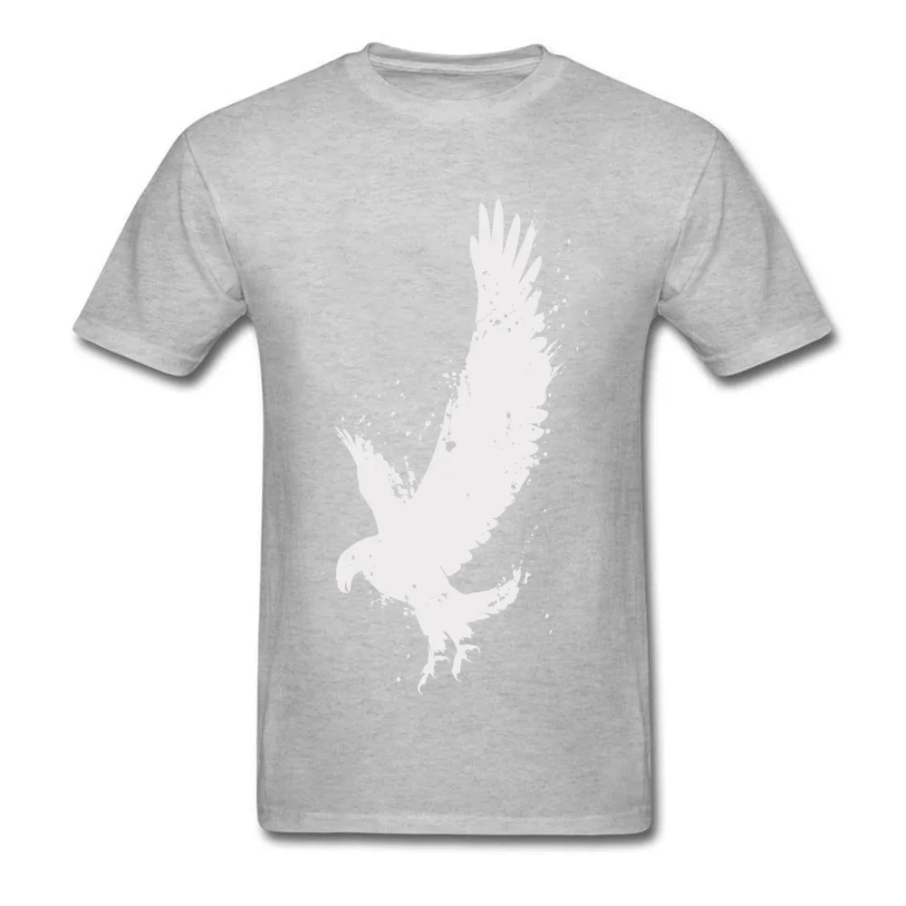 Print Normal Summer/Fall Cotton Fabric O-Neck Men Tees Birthday Tee-Shirt Classic Short Sleeve Tshirts Top Quality Eagle Brush Strokes Splatters On Dark grey