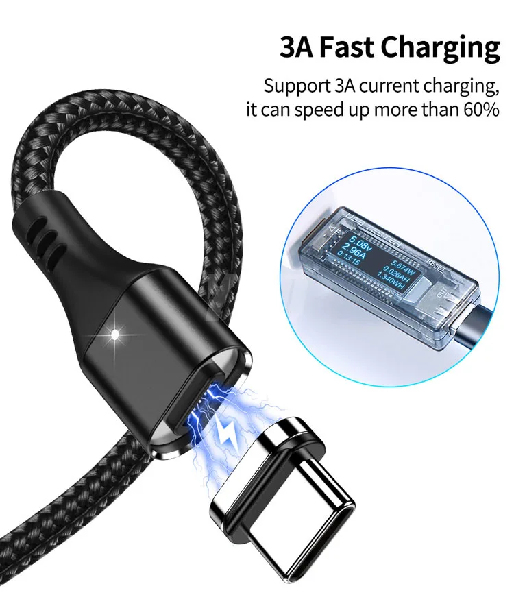 YBD магнитное зарядное устройство Micro USB кабель для samsung iPhone/USB кабель usb type c зарядка магнитная/зарядное устройство провод для huawei Xiaomi