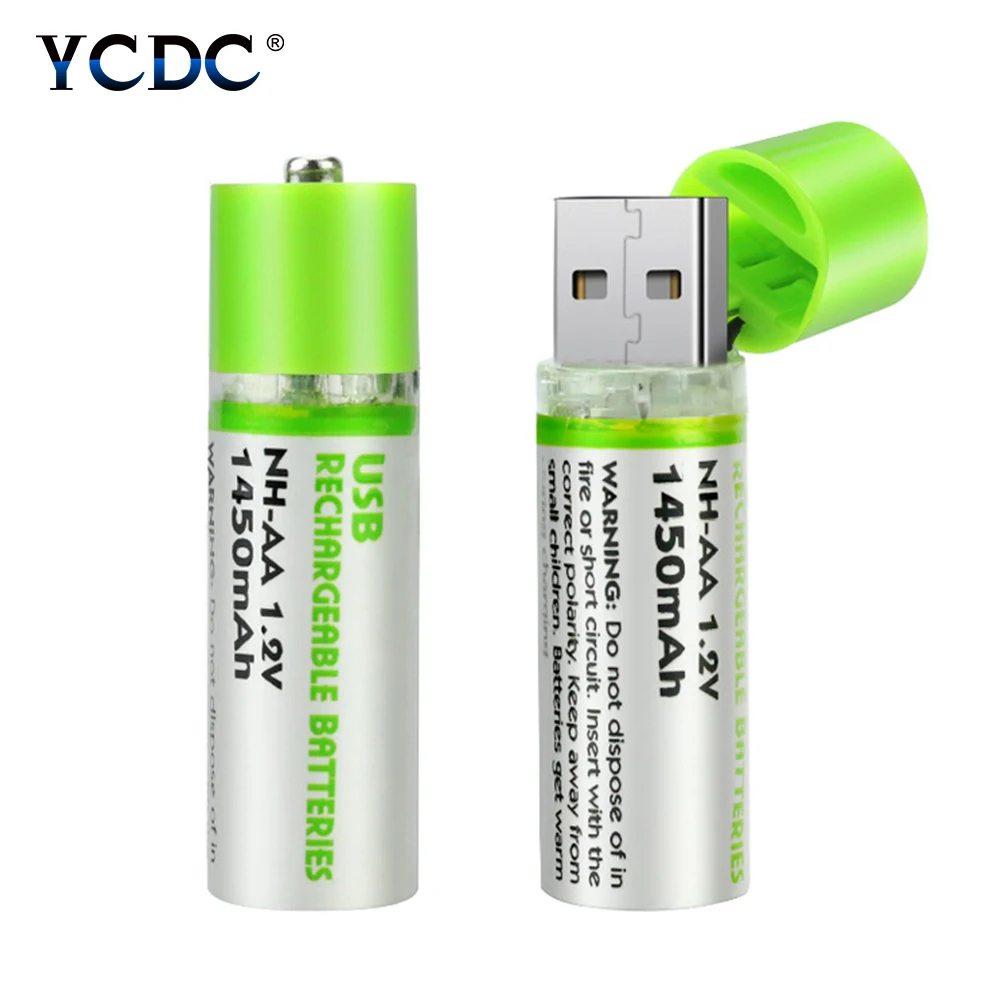 YCDC 1 2 V AA батарея 1450mAh Премиум USB перезаряжаемые батареи светодиодный индикатор шт