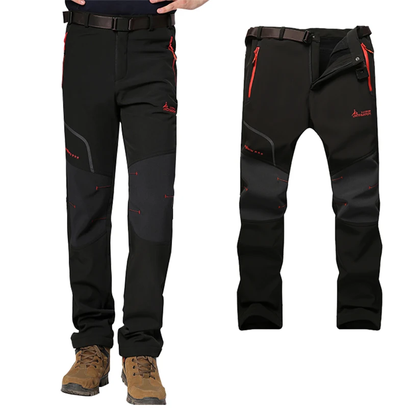 Invierno Trekking Pantalones Hombre impermeable Sofshell pantalones al aire libre de los hombres térmica caliente deportes senderismo Camping montaña pantalones para hombre