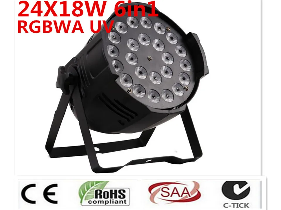 24x18 w rgbwa + uv 6in1 dmx led par plana led par led de lujo luces de dj iluminacion uv 6in1 rgbwa led par luz