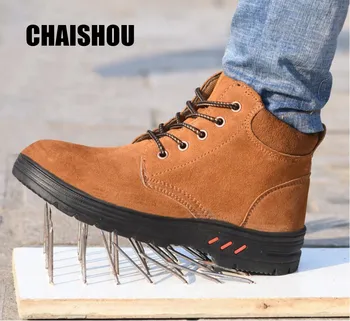 

man shoes boots Cow suede Steel head anti-smashing anti-piercing Breathable Men Casual Outdoor Safety protective work shoes C219