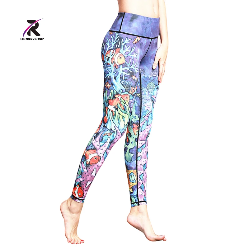 Women Yoga Pants Running Fitness Cartoon Elastic Tights Leggings