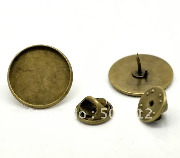 

Free shiping!!!!!!! Bronze Tone Round Cabochon Setting Brooches 20mmx10mm 11mmx6mm(Fit 18mm)