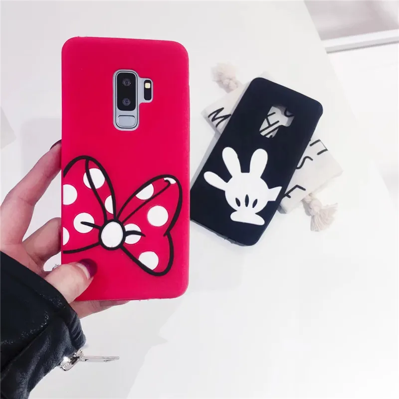 

Cartoon Mickey Minnie Mouse Silicon Phone Back Case For Samsung Galaxy S6 S7 Edge S8 Plus S9+Plus Soft Rubber Cover Coque Lanyar