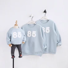 Family look winter hoodies family matching outfits mother and daughter clothes family matching clothes solid letter sweaters