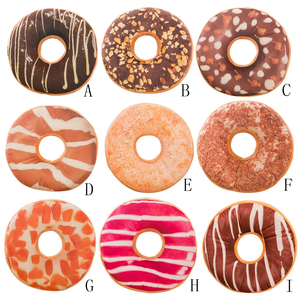 

Pillowcase bedroom Living room High Quality Soft Plush Pillow Stuffed Seat Pad Sweet Donut Foods Cushion Drop shipping June25