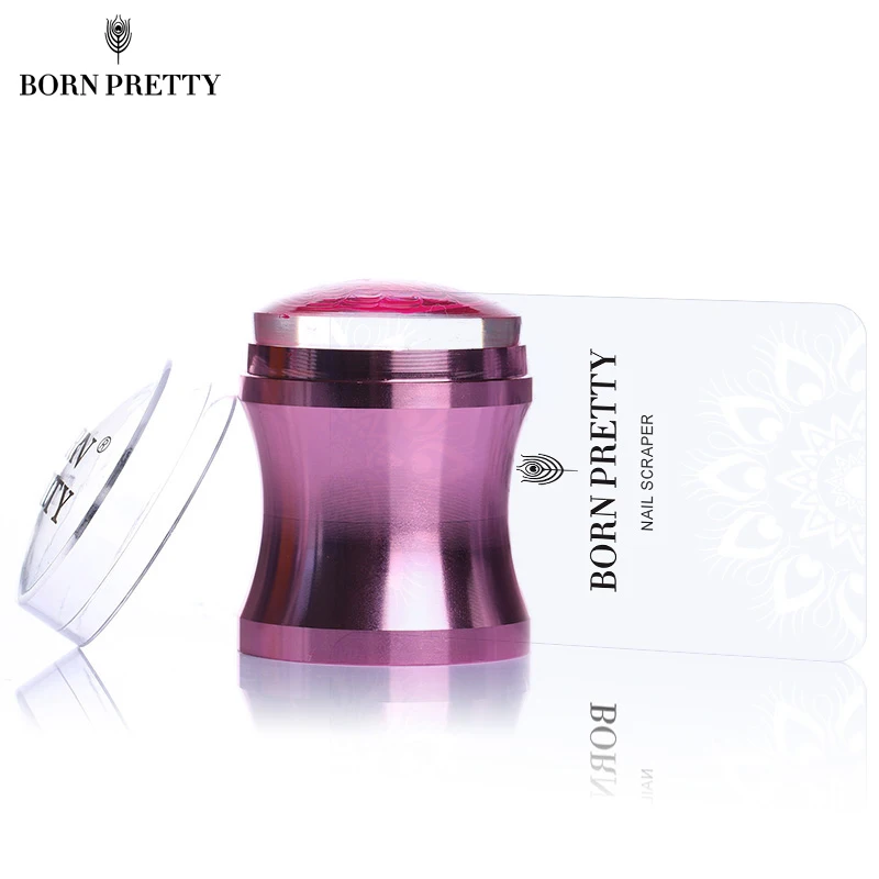 

BORN PRETTY Rose Gold Metal Handle Nail Stamper Clear Silicone Jelly Head with Cap Scraper Manicure Nail Stamping Tools