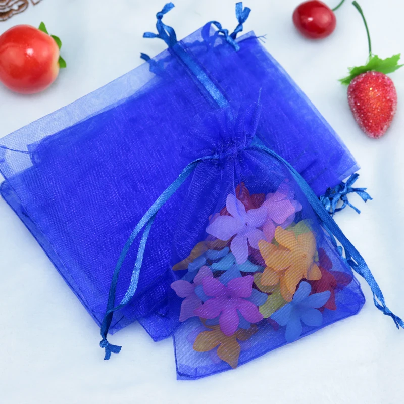 100pcs/lot Royal Blue Organza Bags 20x30cm Wedding Decoration Jewelry