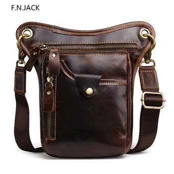 

F.N.JACK Men's Waist Packs Pockets Crazy Horse Vintage Shoulder Slung Bag Men Bags Handbags Crossbody Bag Casual