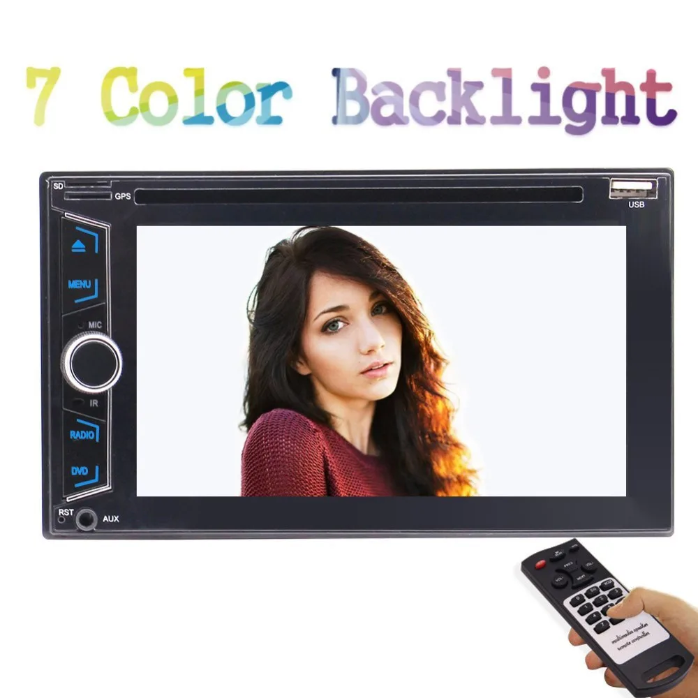 

6.2'' 2 Din Car Audio Stereo Car DVD Player Car Radio FM AM RDS Video Player support USB SD AUX Input Subwoofer Bluetooth SWC