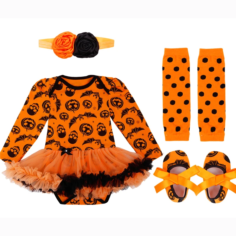 FEESHOW Baby Girl First Birthday Outfits Romper Tutu Skirt Headband Leg Warmer Shoes Set