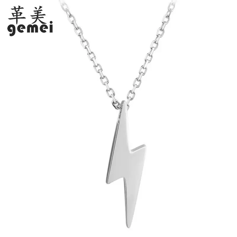 

Gemei 100% 925 Sterling Silver Simple Smooth Lightning Necklaces & Pendants For Women Fashion Party Jewelry