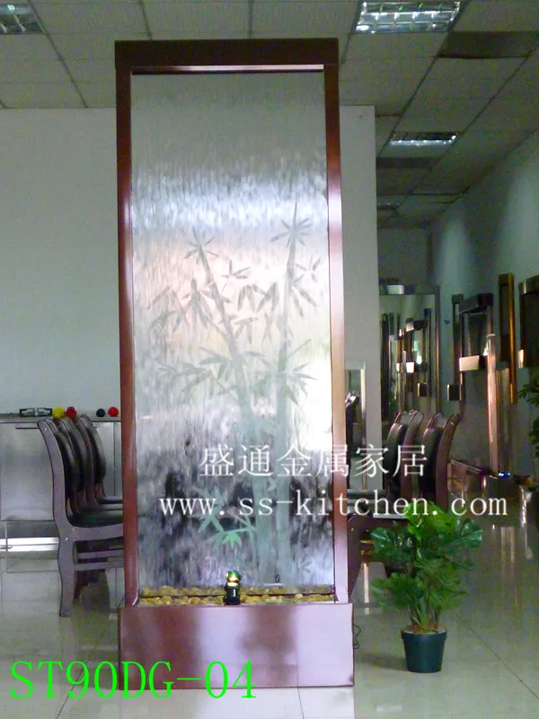 

90" Floor standing water fountains works as screens & room dividers in aluminum with dark cooper painting.