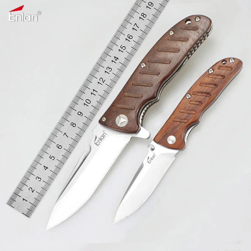 

Enlan EL-01 EM-01M Small EDC Folding Knife 8Cr13MoV Blade Wood Handle Camping survival Top Military Pocket EDC Tool Knife