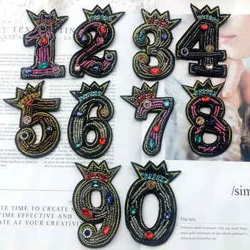 

5Pieces 0~9 Hand Beading Embroidery Rhinestone Crown Letter and Number Color Clothing Cloth Sweater Hat Shoes Decoration RS1822