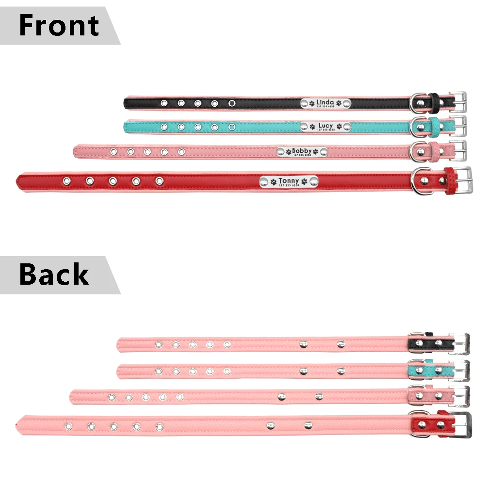 Именной ошейник для собаки кожаные мягкие Индивидуальные Ошейники для собак имя ошейник для маленьких средних собак кошек синий розовый черный красный