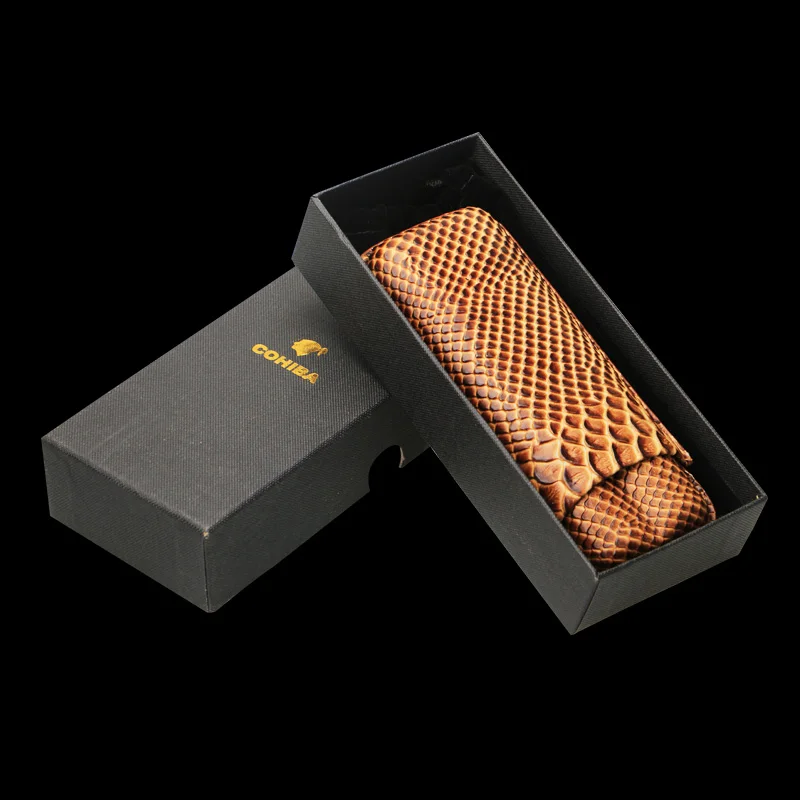 COHIBA Портативный Змеиный узор из чистой кожи чехол для сигар Humidor 2 трубки | Дом и