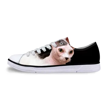 

Man Classic Vulcanized Shoes Sneakers man Lace-up Casual Shoes Breathable Canvas Shoes Canadian Hairless Sphinx cat Print
