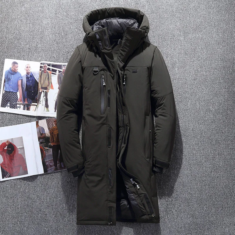 Мужская одежда, новые зимние пуховики с капюшоном, высокое качество, зимние пальто для мужчин, M-3XL, черный/хаки, повседневные плотные куртки