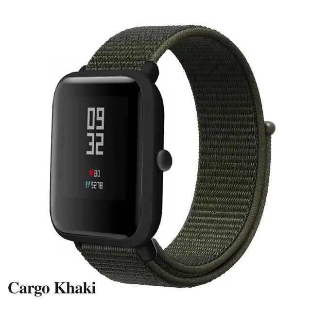 Нейлоновый тканый ремешок для Xiaomi Amazfit ремешок Bip ремешок для часов Huami Amazfit Bip BIT PACE Lite Молодежные умные часы браслет - Цвет: 橄榄绿