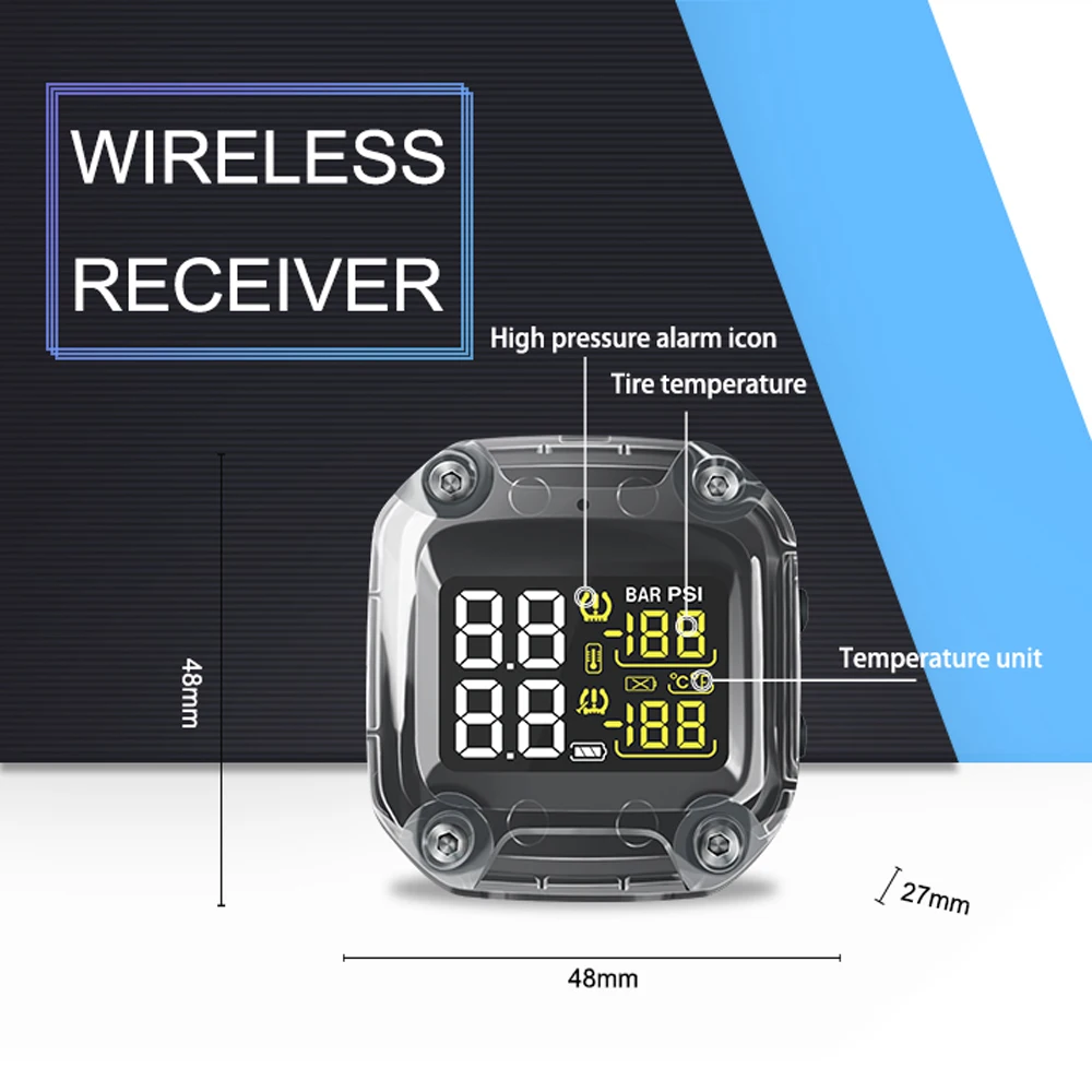 Wireless Motorcycle TPMS Tire Pressure Monitoring System Digital LCD with Two External/Internal Sensors for BMW for Honda,motorcycle tire pressure monitor